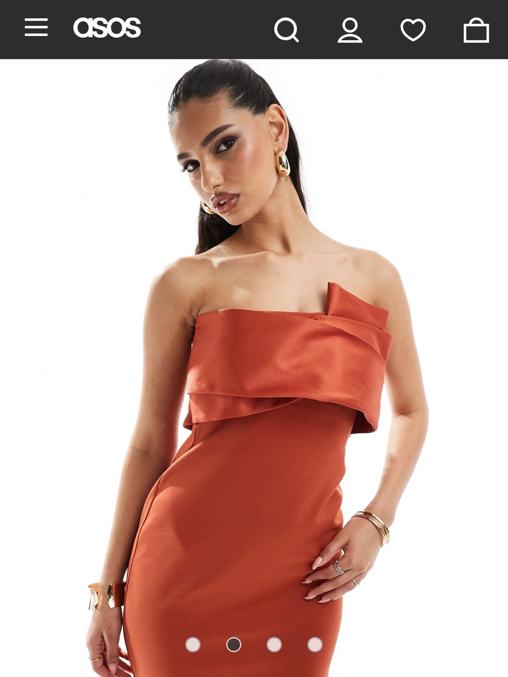 Orange Ruffle Midi Dress - Rust - Picture 7 of 8